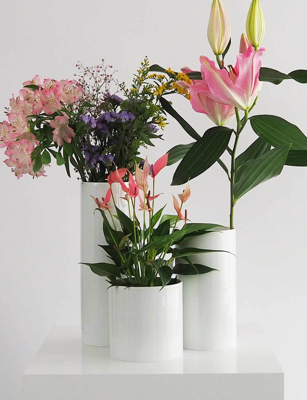 Vases trio blanc