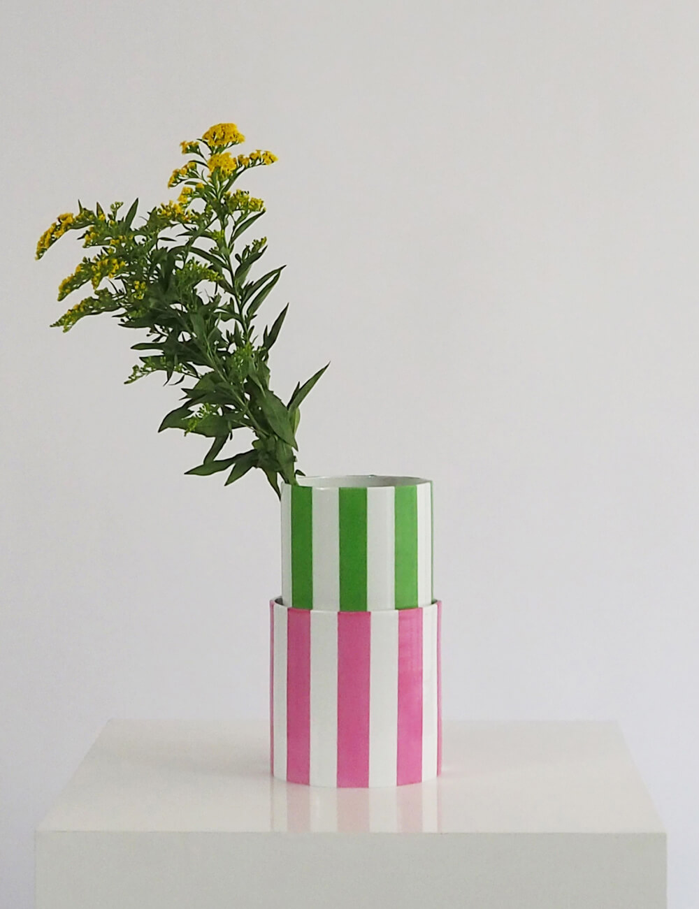 Vases duo rose et vert prairie