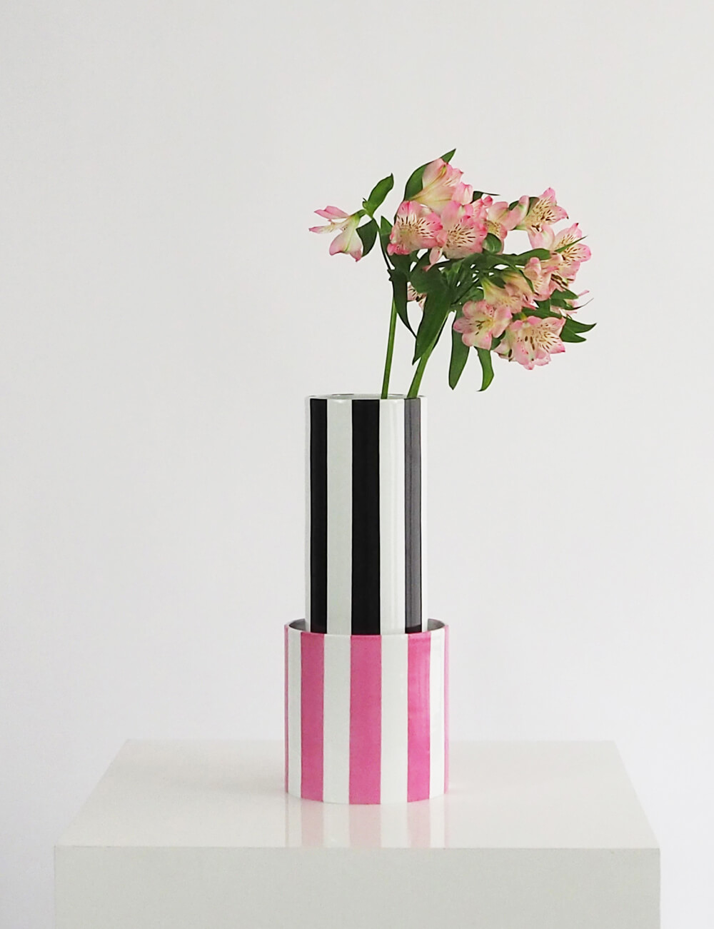 Vases duo noir et rose