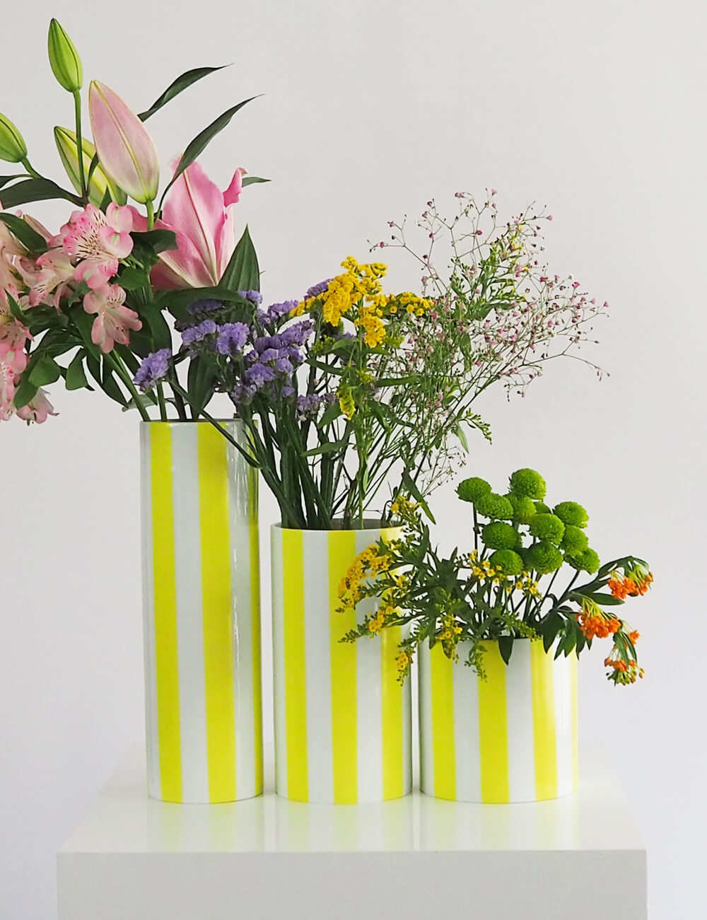 Vases trio jaune citron