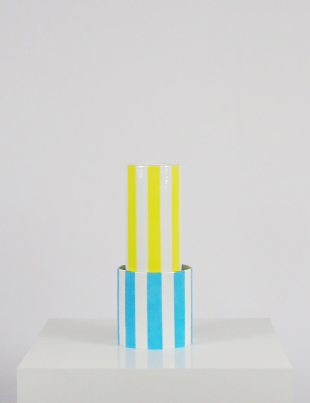 Vases duo bleu ciel et jaune citron