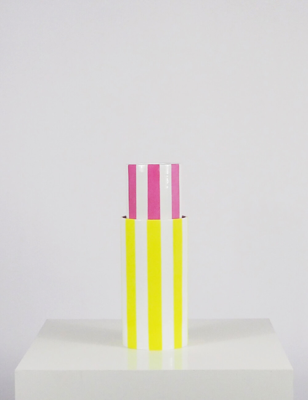 Vases duo jaune citron et rose