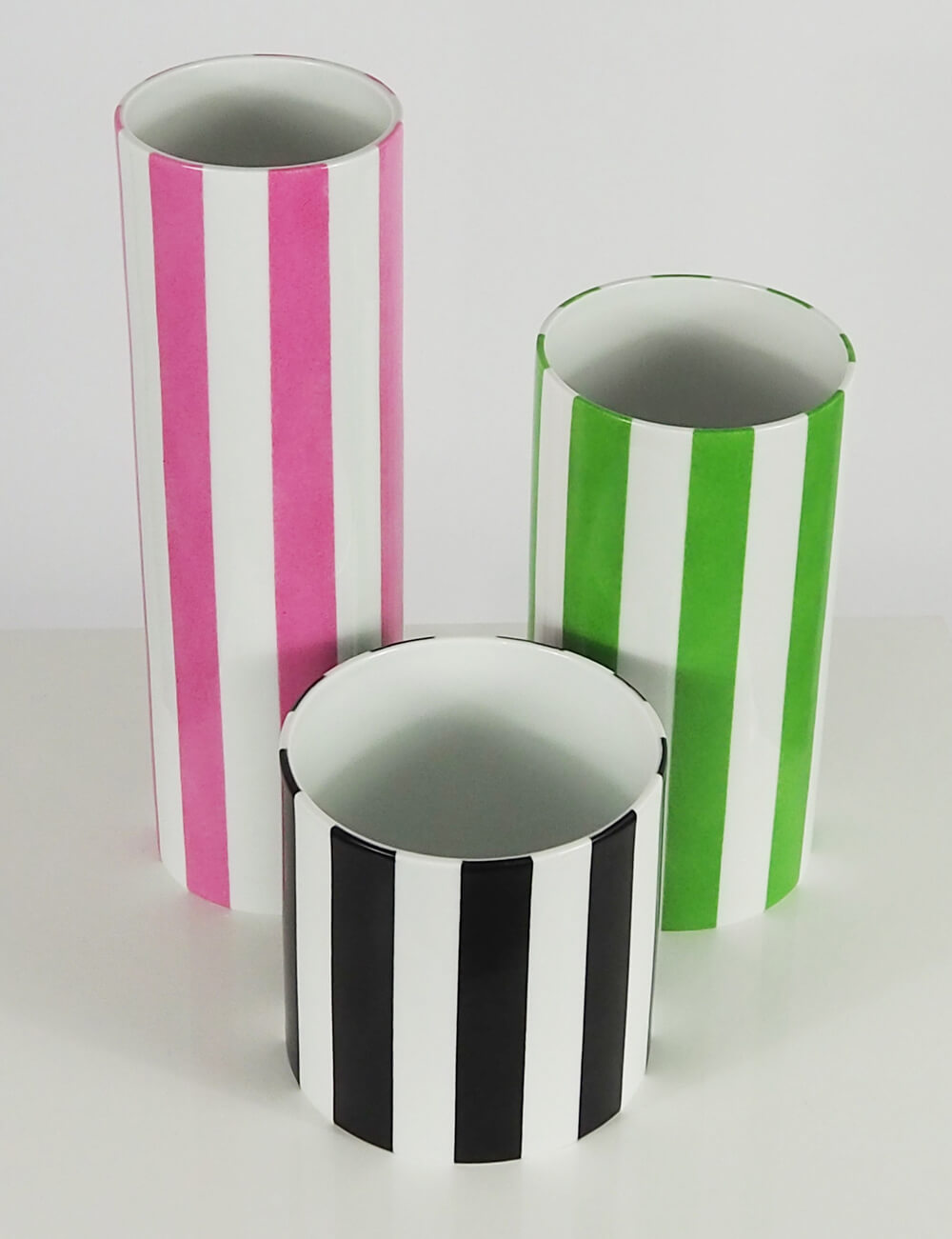 Vases trio rose vert prairie noir