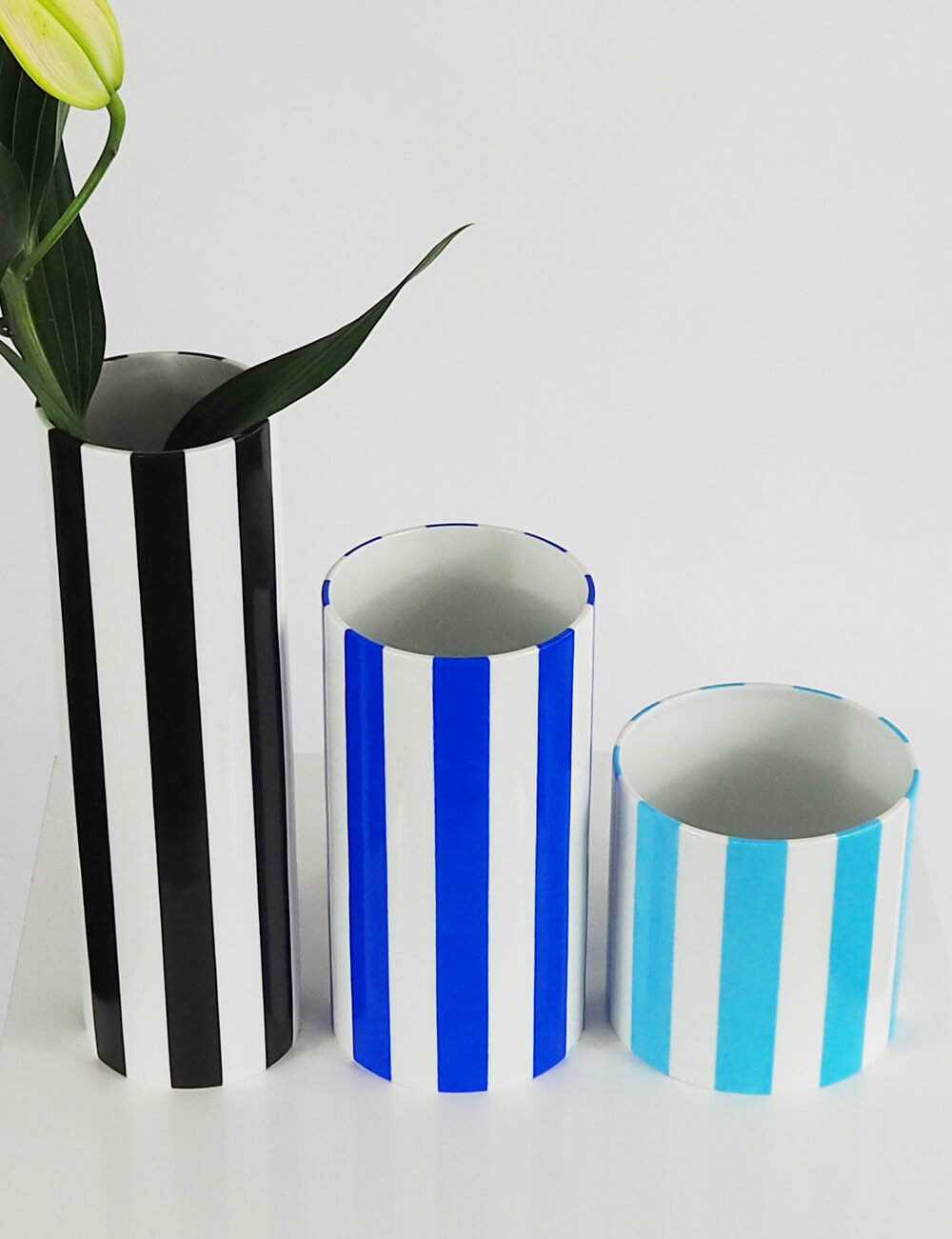 Vases trio noir bleu azur bleu ciel