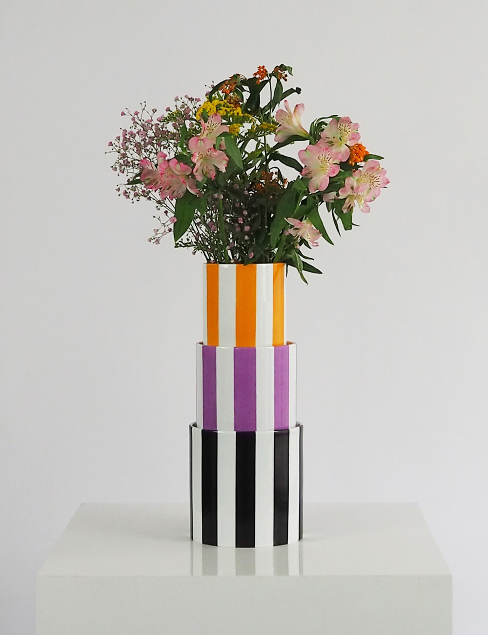 Vases trio jaune oranger noir violet