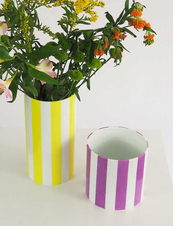 Vases duo violet et jaune citron