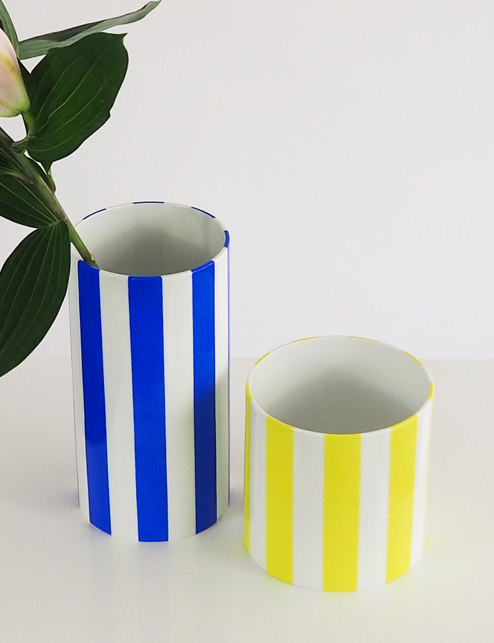 Vases duo jaune citron et bleu azur
