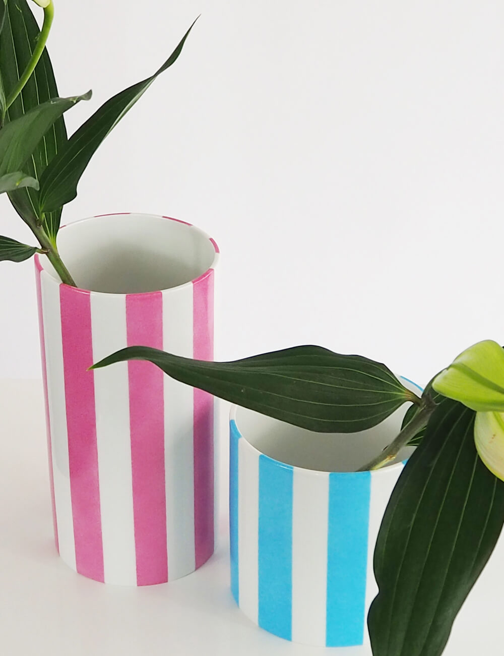 Vases duo bleu ciel et rose