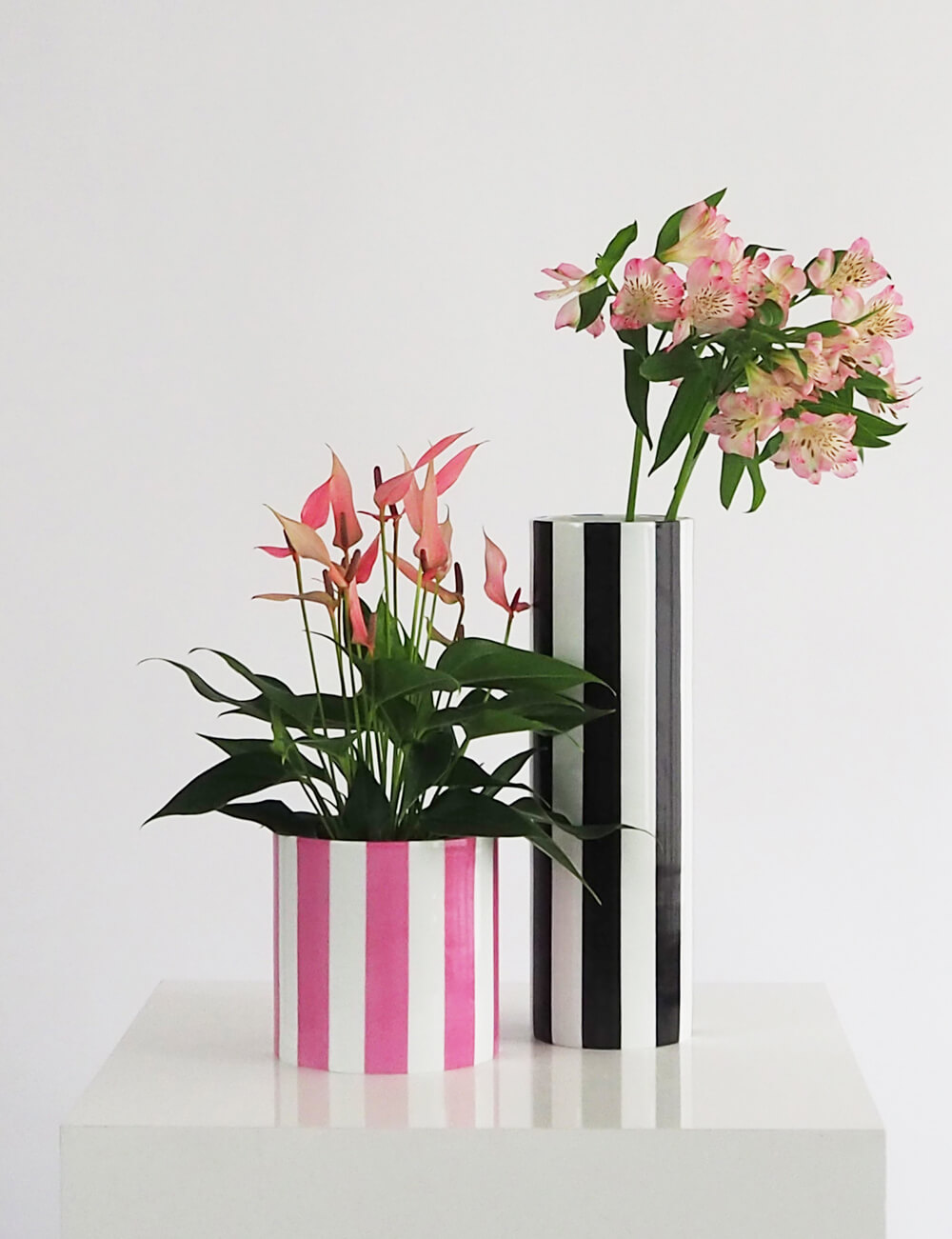 Vases duo noir et rose