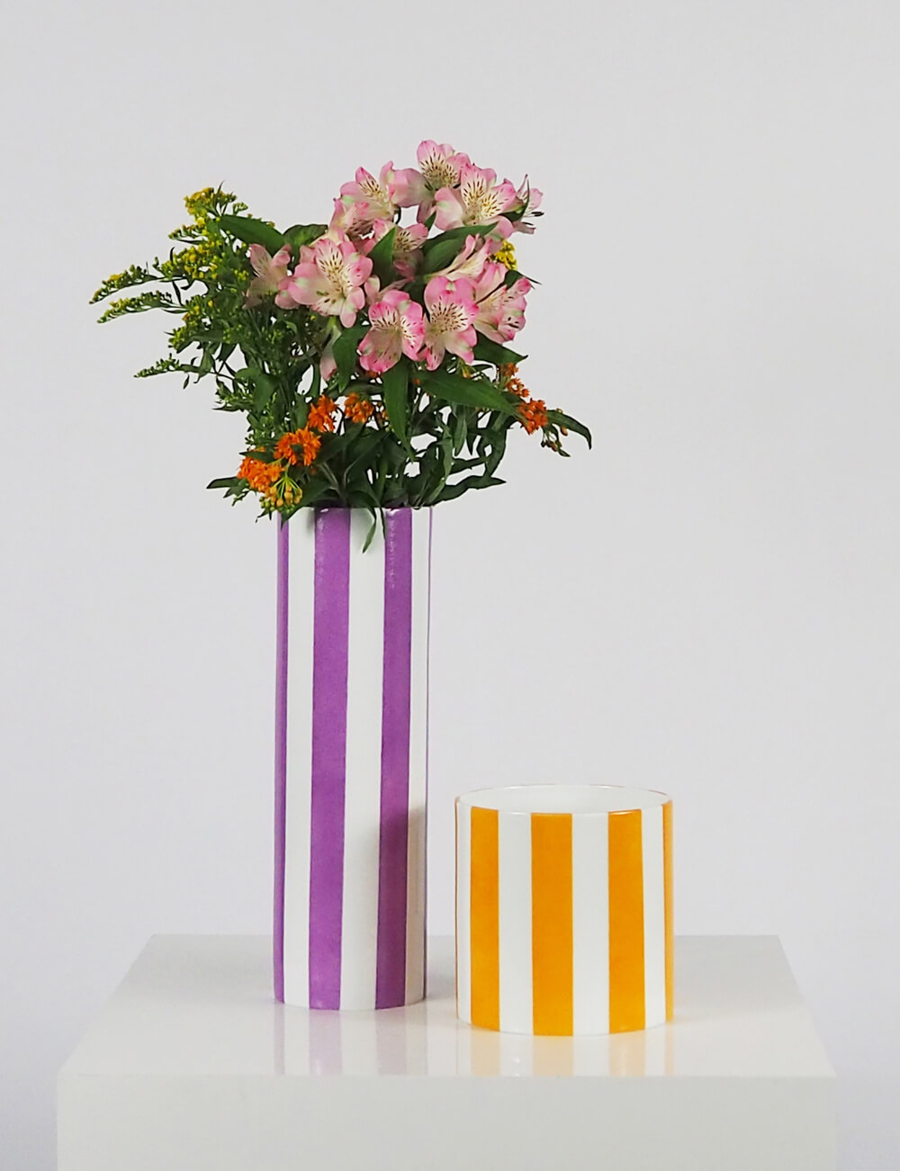 Vases duo jaune oranger et violet
