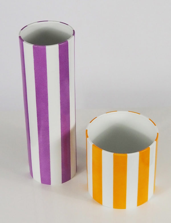 Vases duo jaune oranger et violet