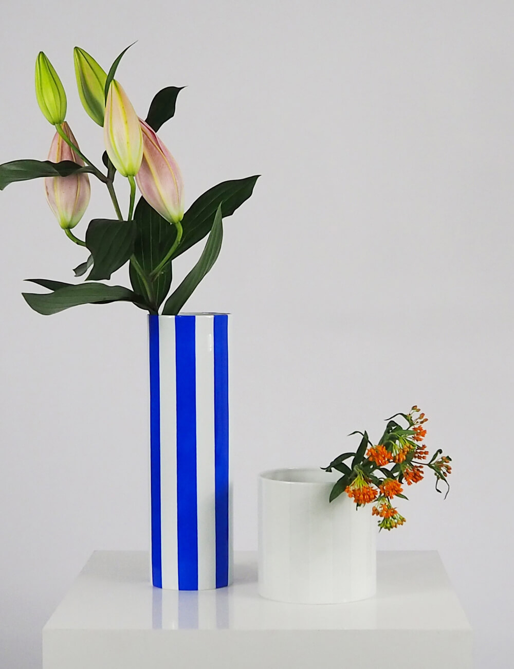 Vases duo bleu azur et blanc