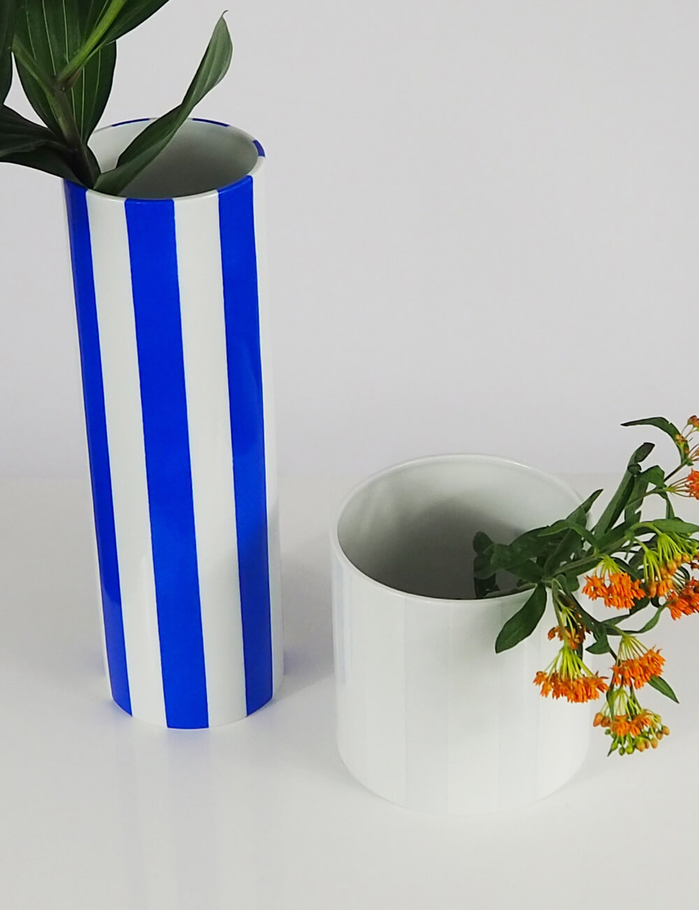 Vases duo bleu azur et blanc