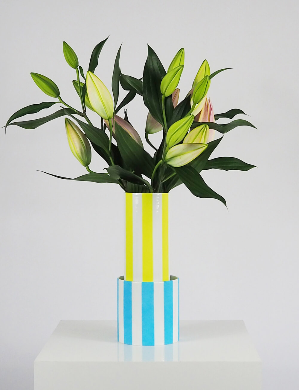 Vases duo bleu ciel et jaune citron