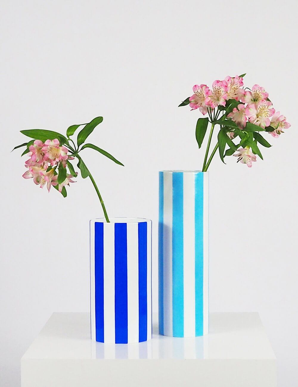 Vases duo bleu azur et bleu clair