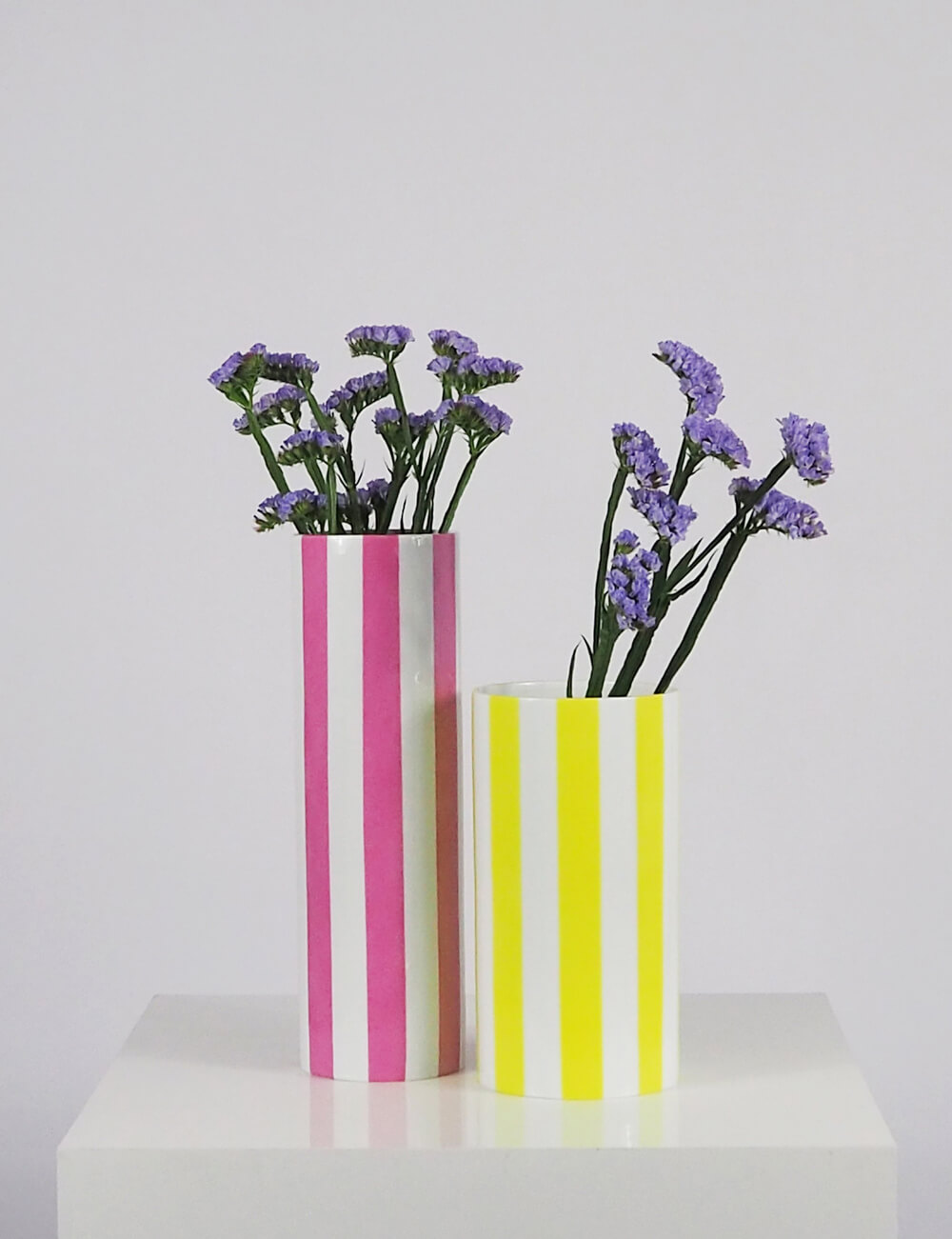 Vases duo jaune citron et rose