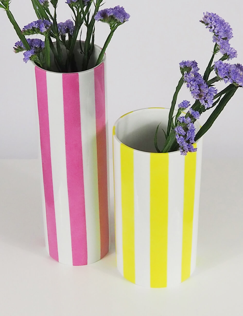 Vases duo jaune citron et rose