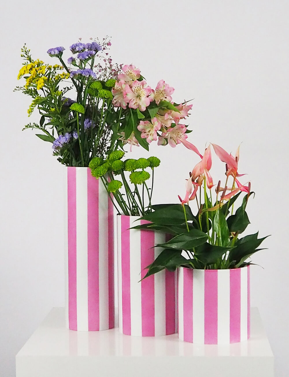 Vases trio rose