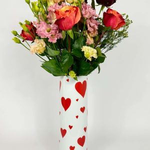 Vase n°3 coeurs rouges
